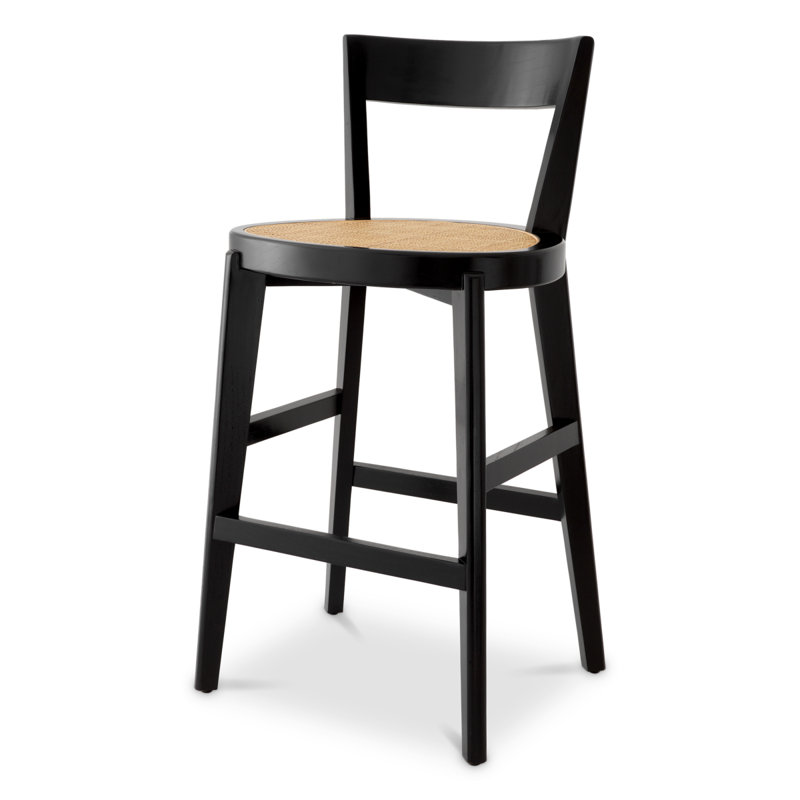 Counter Stool Alvear Classic Black Finish, Bar Stool (29.72" Seat Height)