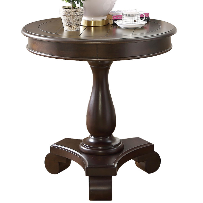 Table de bout en bois Finish - 26 po x 26,5 po, piédestal élégant de 26,5 po pratique et élégant, Espresso