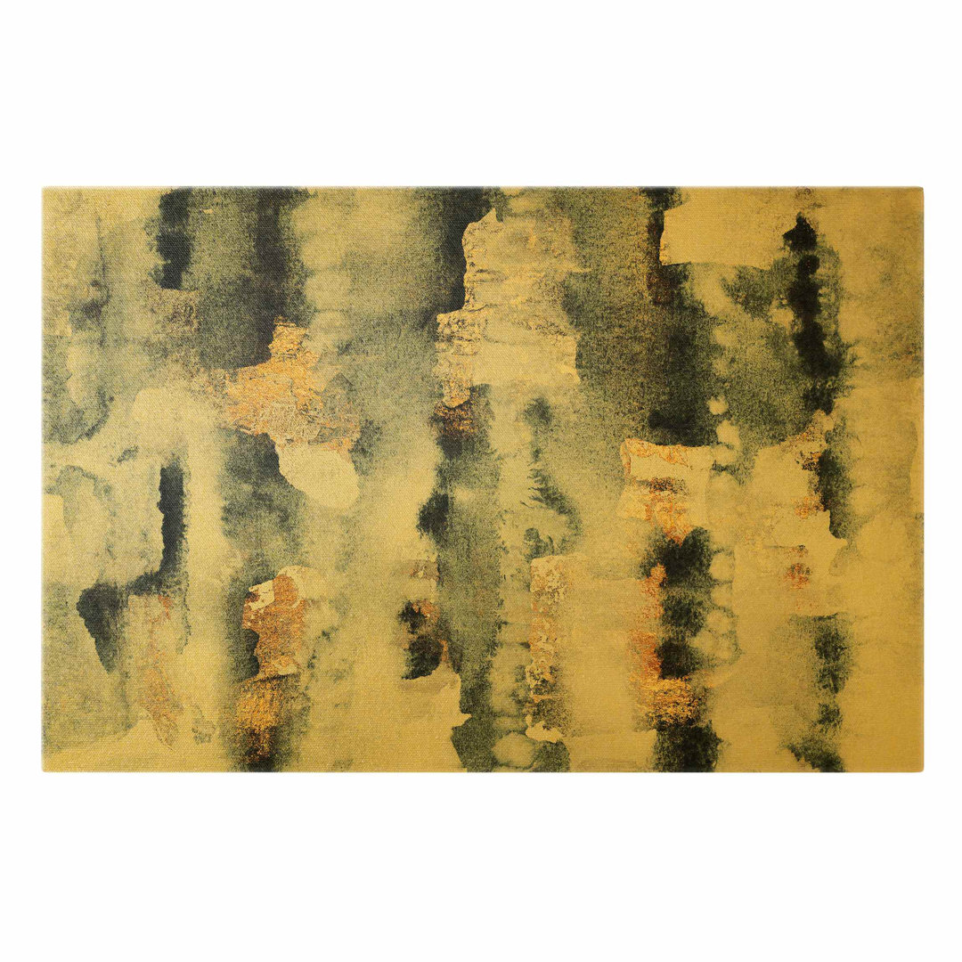 Leinwandbild Gold Abstraktes Aquarell mit Gold von Elisabeth Fredriksson