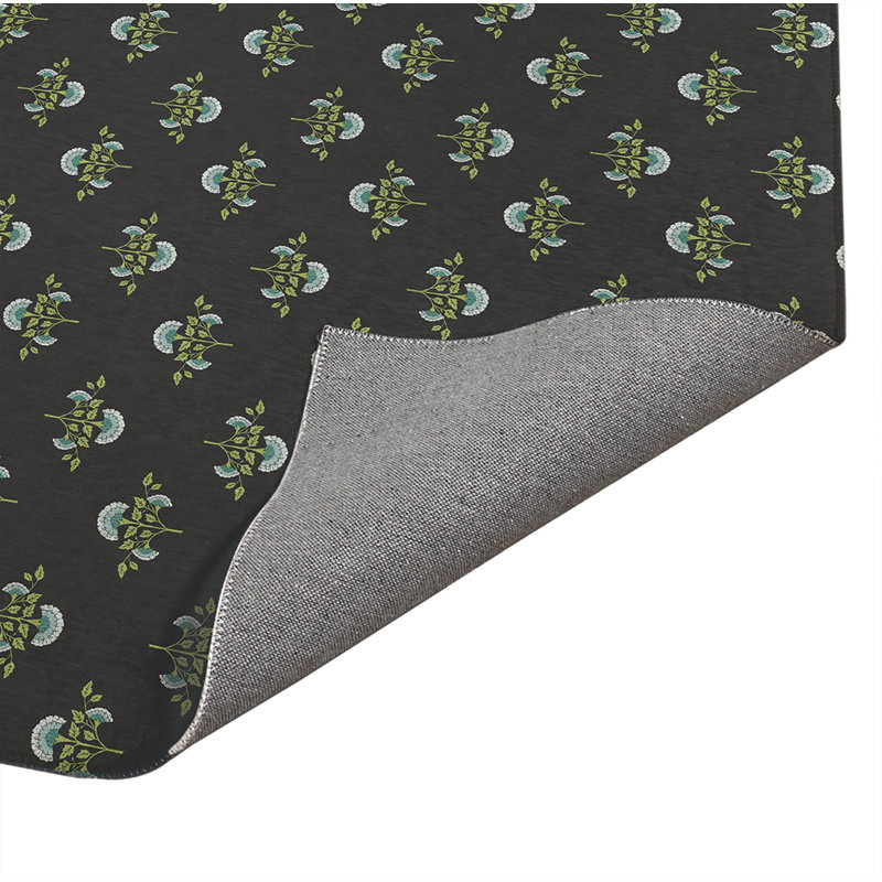 Tapis ultra-mince à profil bas Flora, Gris anthracite, Rectangulaire 3 pi x 5 pi