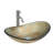 Artistic Tempered Glass Elegant Gold-Foil Glass Vessel Sink With Chrome Pop-Up Drain, Gold Boat Shape Bathroom Sink Above Counter (No Faucet)