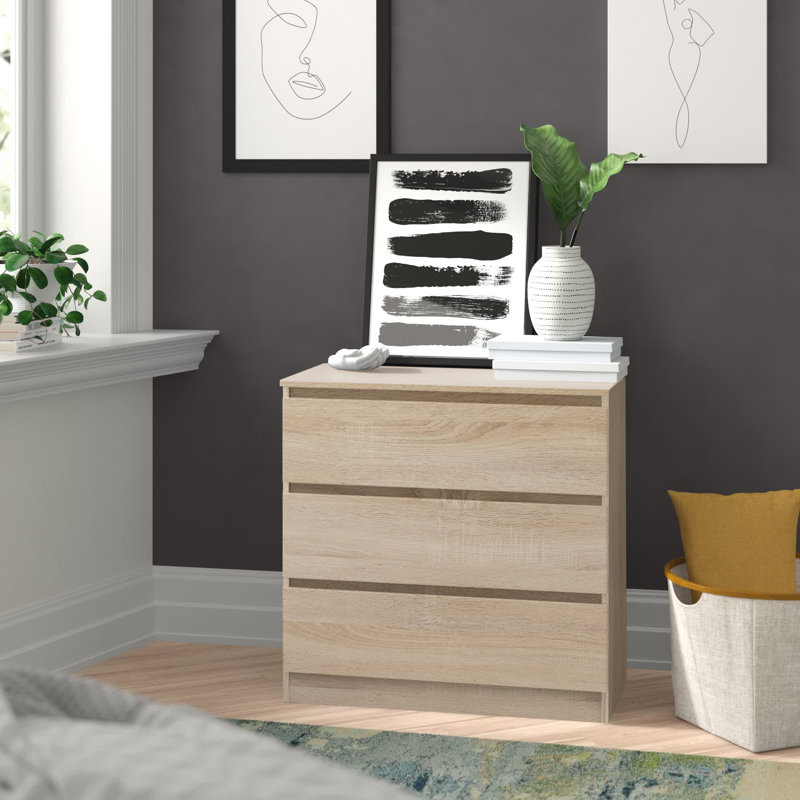 Braunstein 3 Drawer Chest, Sonoma Oak