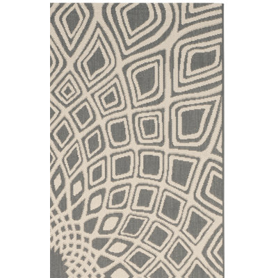 Arneshia Geometric Machine Made Power Loom Indoor / Outdoor Area Indoor/Outdoor Area Rug in Anthracite/Beige