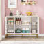 Buffet 59,74 "de luxe blanc et or avec rangement et portes géométriques-826357363