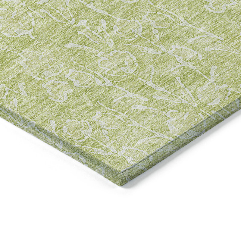 Tapis d'intérieur / extérieur floral vert et ivoire 9 'x 12' artichaut