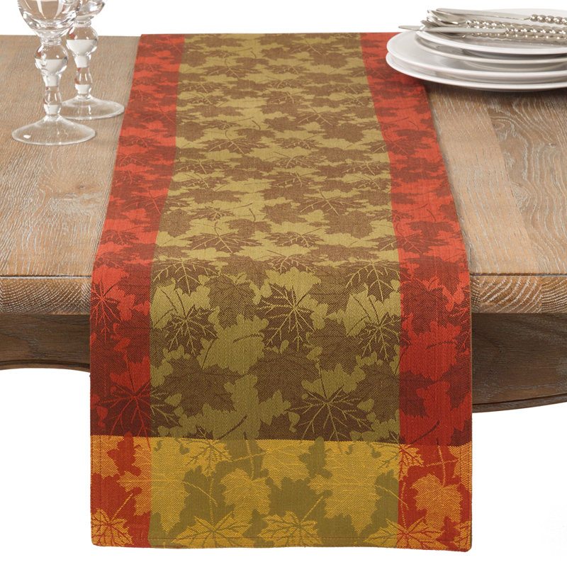 Chemin de table Foliage Jacquard 100% coton l 13 po x L 72 po multicolore 