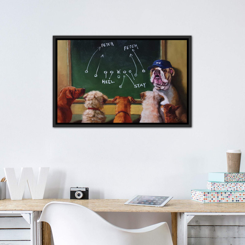 «Game Plan», art encadré, Toile avec cadre noir patiné, H 26 po x l 40 po x 1,5 po