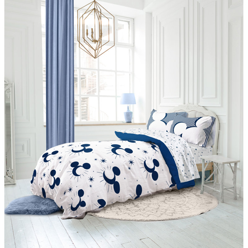 Mickey Mouse Mickey Moons Twin Bed Set W/ Sham, Full Comforter + 6 Additional Pieces