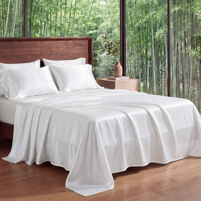 Luxe Linen Viscose Derived From Bamboo Twin Size Sheets, Ultra Soft Cooling for Hot Sleepers, Hotel Luxury Cool Silky Smooth Hypoallergenic Sheet Set with 15" Deep Pocket Fitted, 3 Piece White
