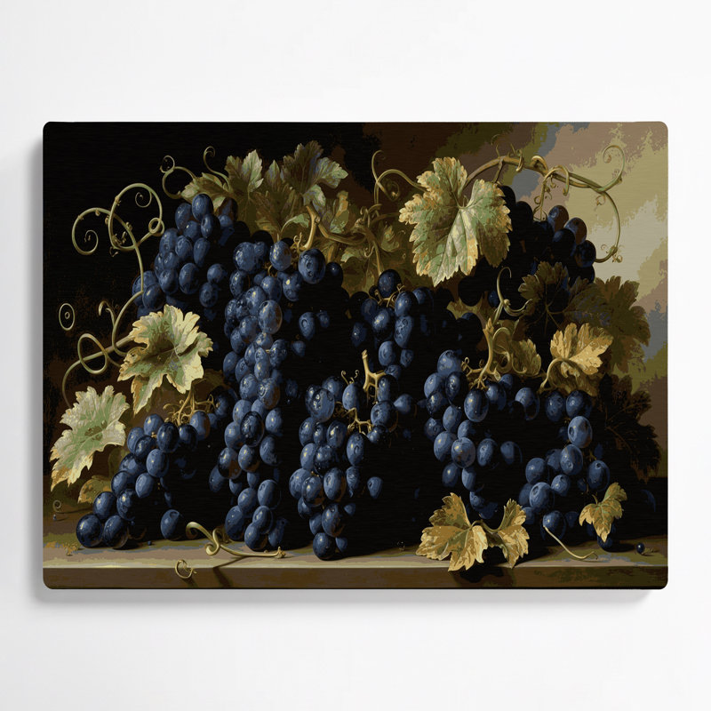 Art mural en métal noir «Fruit raisin Kyoho», H 12 po x l 18 po