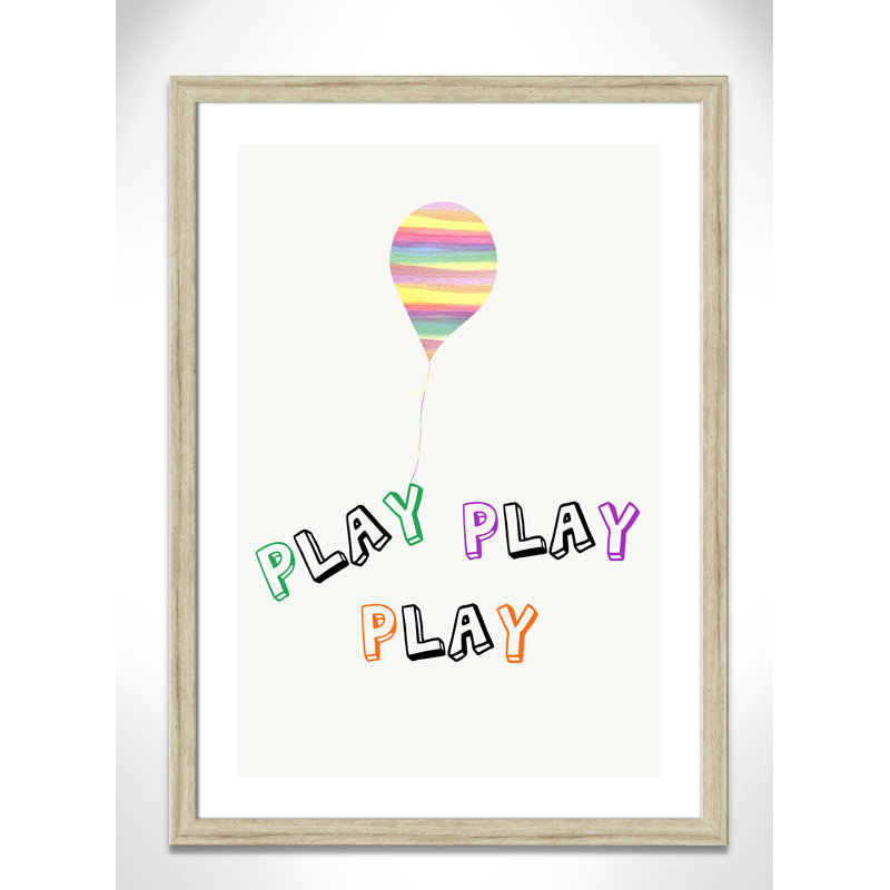 Play Play Play, impression sur papier, H 34,5 po x l 24,5 po x P 0,6 po, Cadre plat beige