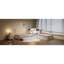Lit plateforme simple en L avec rangement, bureau, lit gigogne et éclairage à DEL - blanc, conception peu encombrante