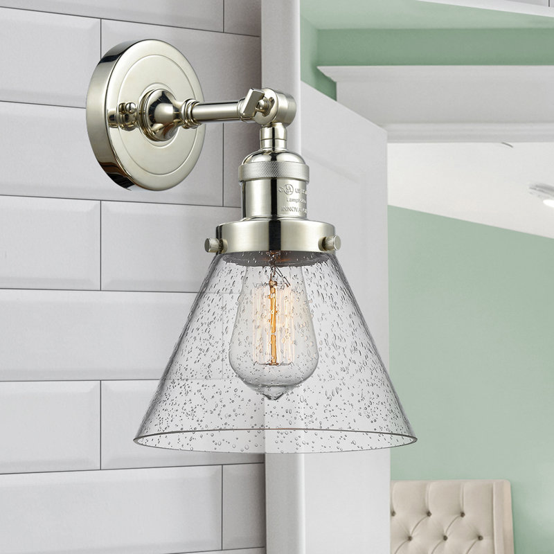 Cone 2 Light Tiltable Bath Vanity Light, 6 Watt Vinage LED Bulb, Seedy, Polished Nickel