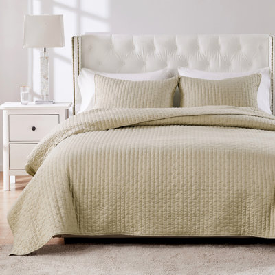 Greenland Home Fashions Monterrey Taupe 2-Piece Twin Size Quilt Set 68x88 + 20x26
