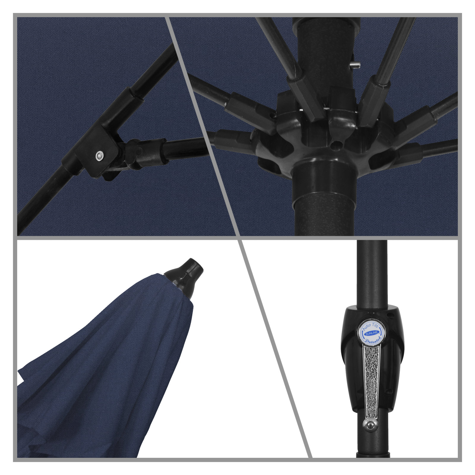 Gino 7.5' Market Sunbrella Umbrella, Canvas Navy Sunbrella® Canvas