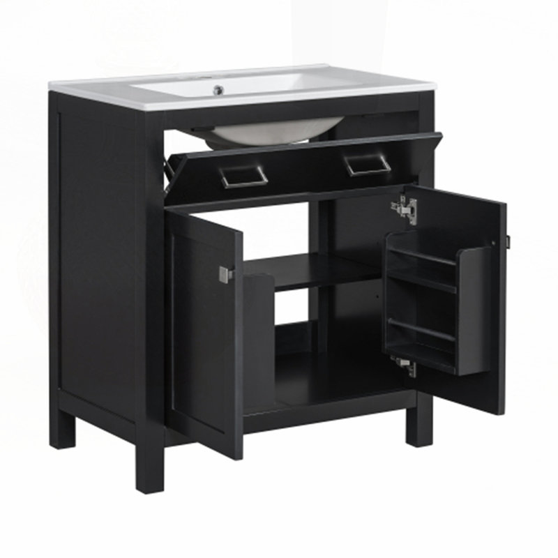 Ensemble de meuble-lavabo gris 60 po, Noir