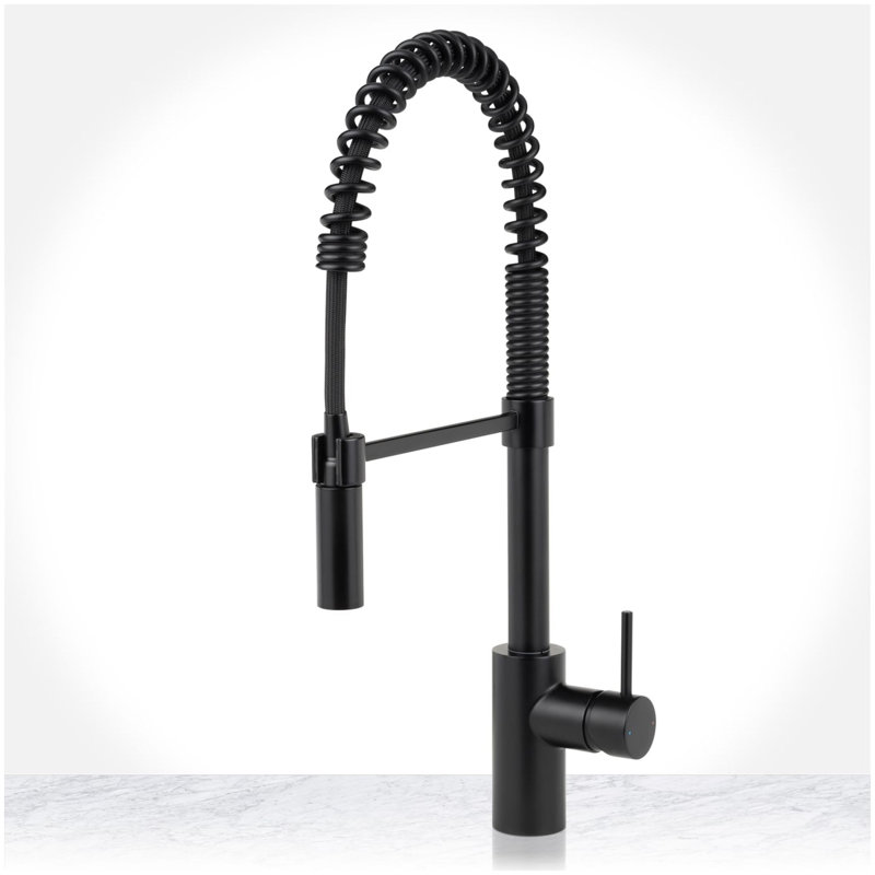 Mia 1.8 GPM Pre-Rinse Pulldown Kitchen Faucet - Includes Optional Deck Plate, Flat Black