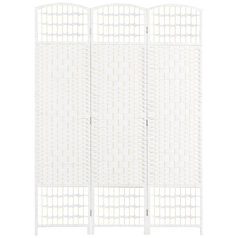 Paravent 3 panneaux, écran d'intimité pliable, séparateur de pièce 5,6 pi, cloison de séparation autoportante en fibre Wave pour pièces, maison, bureau, blanc