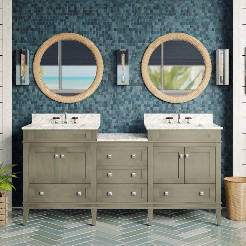 Ensemble de meuble-lavabo double pour salle de bain 72 po Frank, Gris patiné