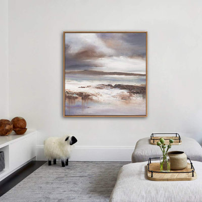 Beach And Waves " Gray, Brown White Color Field Abstract Shapes Modern Art Alternative Dramatic Cool "