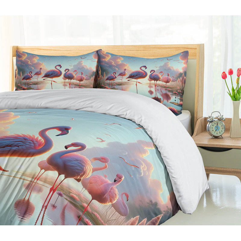 Flamingo Duvet Cover, Queen Duvet Cover + 2 Standard Shams
