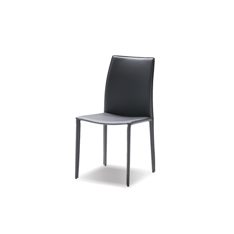 Chaise d'appoint en cuir Zak, gris clair