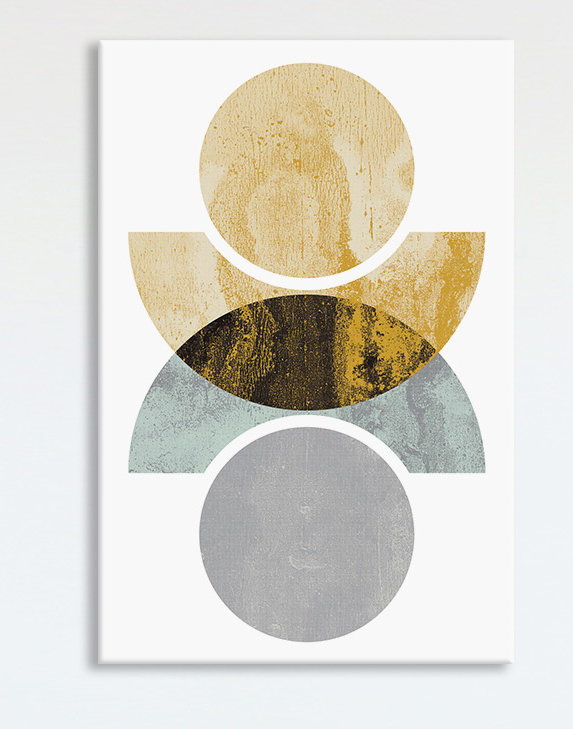 « cercles réfléchi jaune », affiche rétro, H 40 po x l 26 po x P 1,5 po, Toile