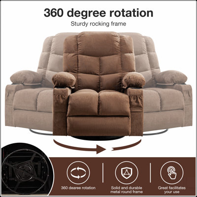 Fauteuil à bascule massant, inclinable et massant pour adultes avec 2 porte-gobelets