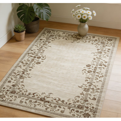Vintage Runner Rugs 2x6 Washable Bordered Floral Print Hallway Rug with Non-Slip Backing, Modern Low Pile Accent Carpet, Oriental Distressed Floor Cover for Kitchen, Laundry, Blue