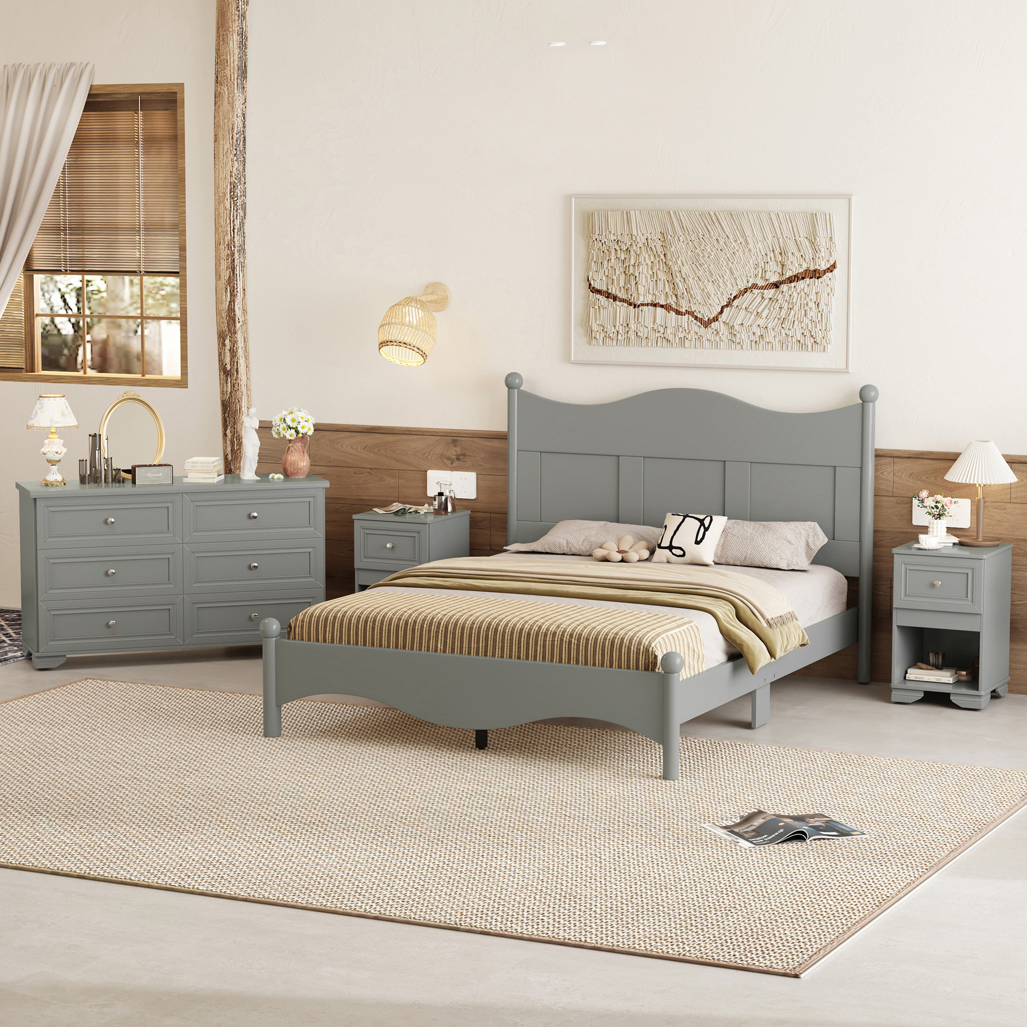 Lark Manor™ 4Pieces Retro Style Bedroom Sets Wayfair