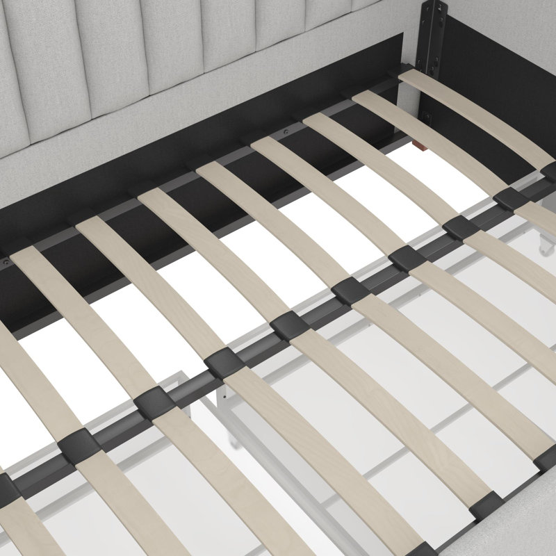 Twin Gray Linen Upholstered Daybed with Storage Drawers