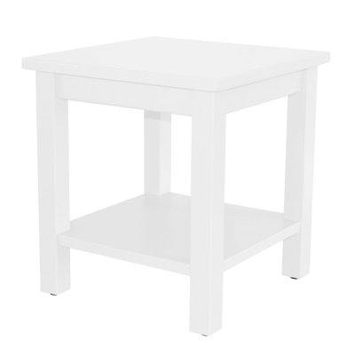 Versaloft Solid Wood Amish End Table With Shelf In White Paint - Living Room Side Table
