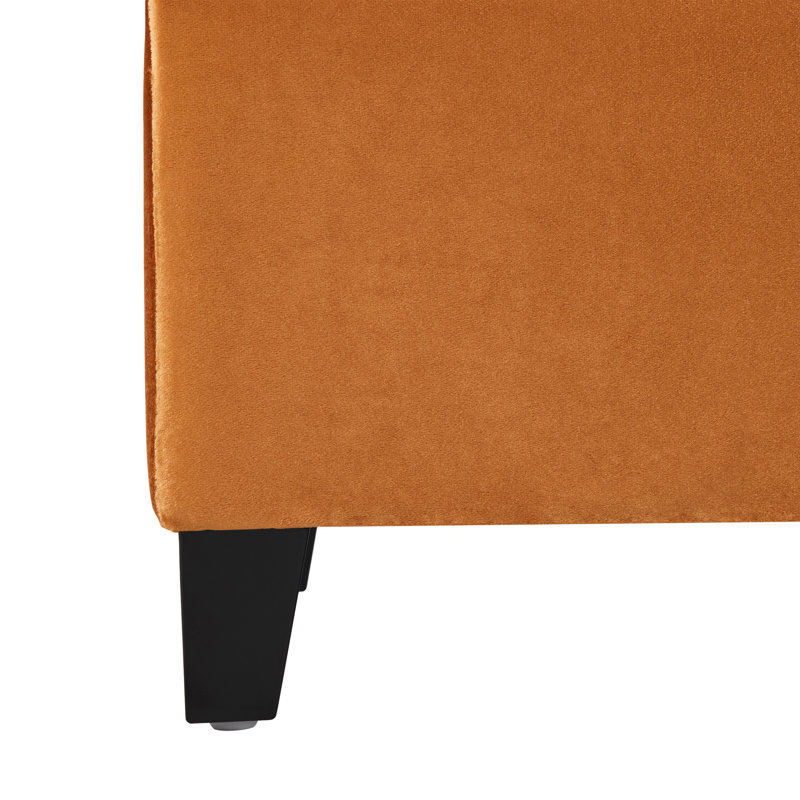 Banc de rangement à couvercle rabattable rembourré Avera, Orange brûlé
