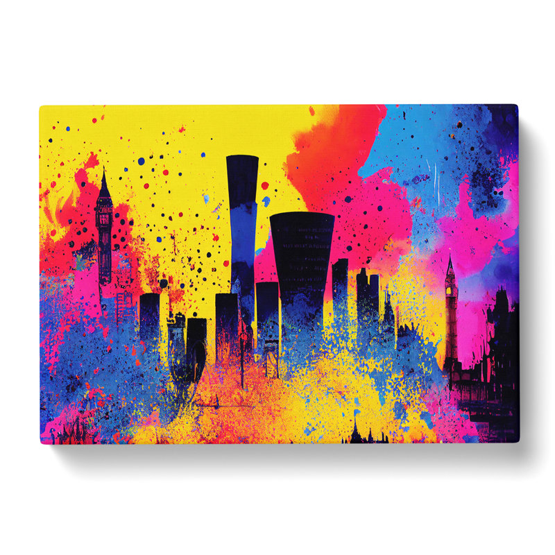Vibrant City Skyline Vol.2 Abstract - Wrapped Canvas Painting, 35cm H x 50cm W x 3cm D
