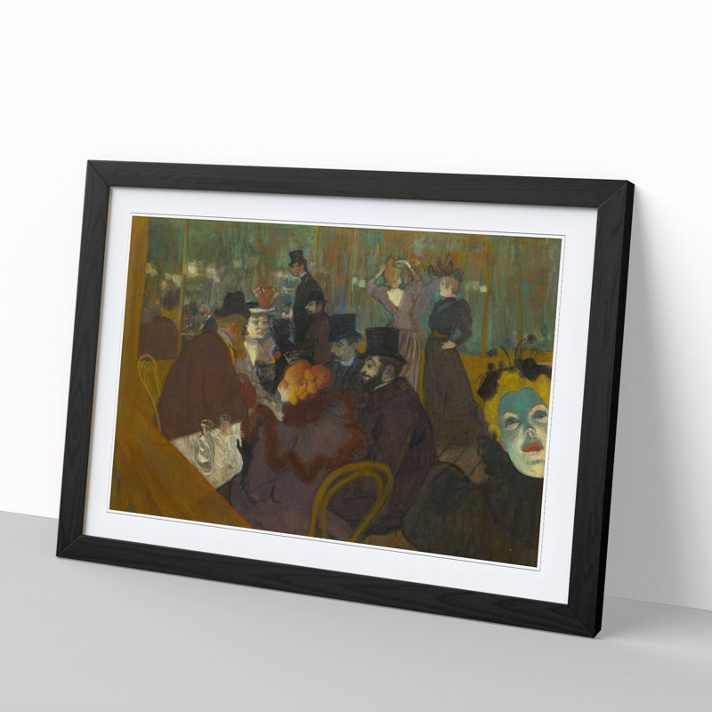 At the Cabaret by Henri De Toulouse-Lautrec - Picture Frame Painting, Black Framed, 36cm H x 48cm W x 2cm D