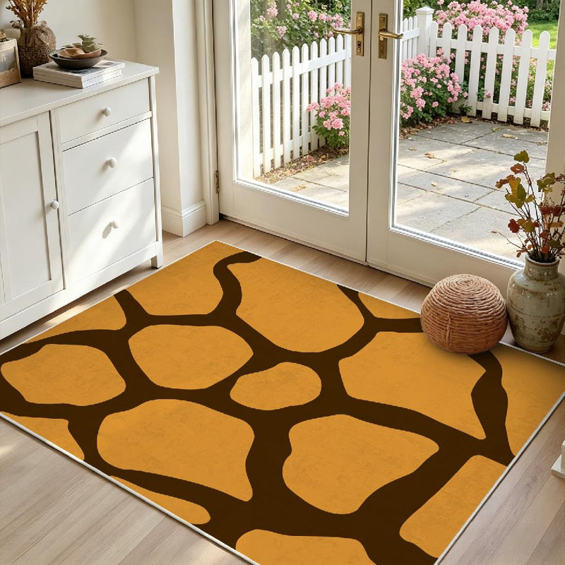 Tapis d'intérieur transparent, lavable à la machine, motif peau de girafe, idéal pour les espaces intérieurs.
