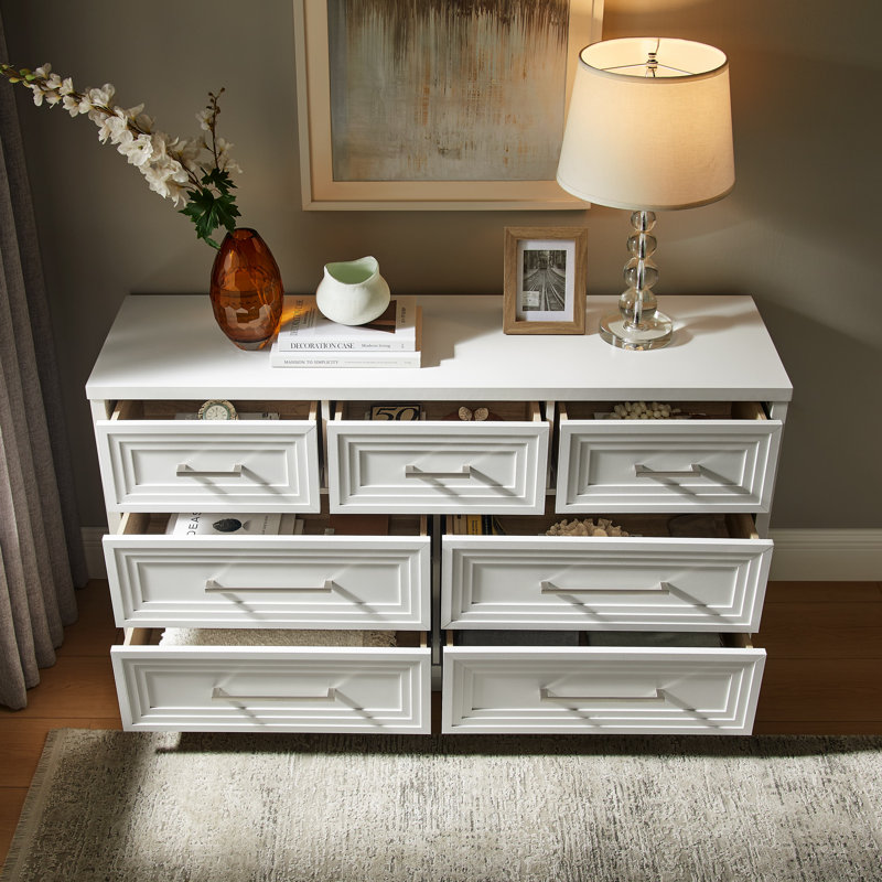 Commode 7 tiroirs pour la chambre à coucher Hewett, Blanc