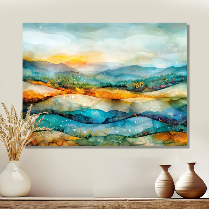 «Whispers In The Wind Abstract Prairies II», impression d'art sur paysages, prairies, H 34 po x l 44 po x P 0,84 po