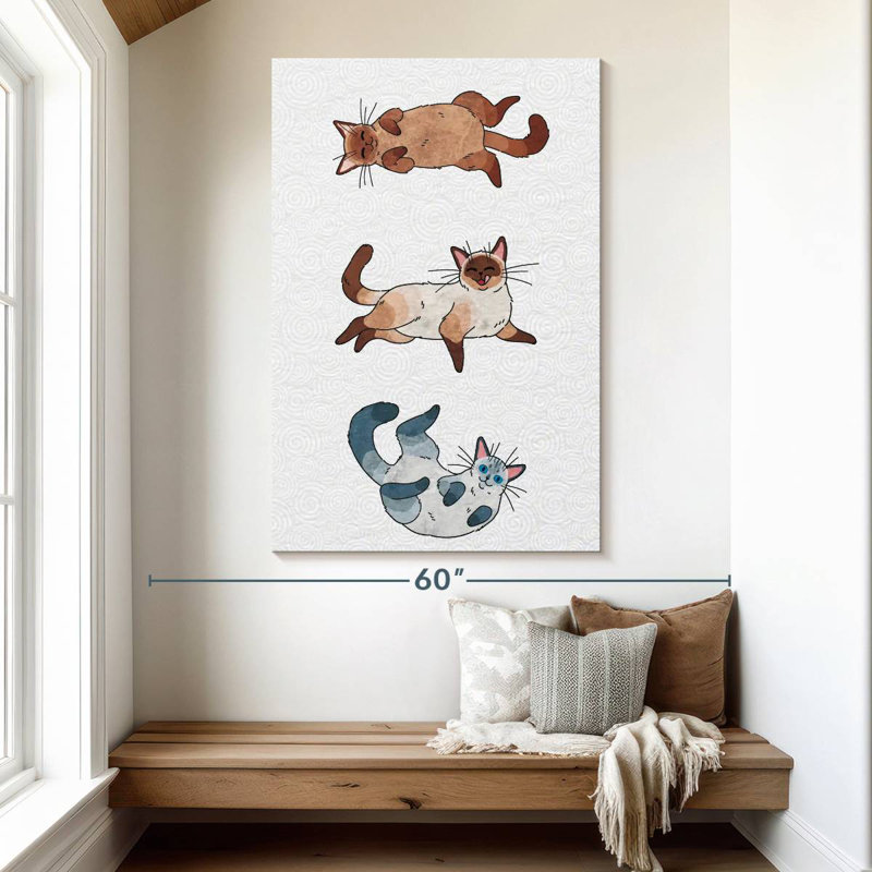 Brampt Japanese Cat Trio, 51" H x 34" W