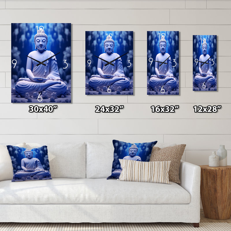 Horloge murale bouddique bleue Meditation, Grand