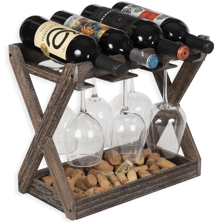 Mind Reader Wood Wine Holder and Glass Rack, Brown (PWGRACK-BRN)