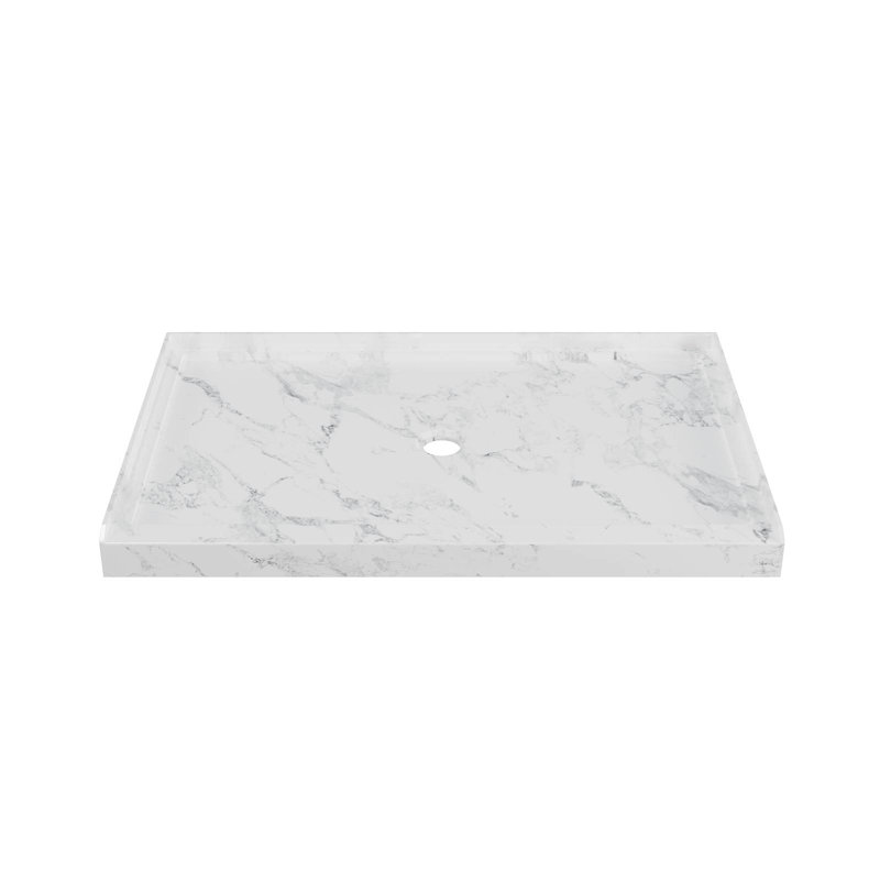 Base de douche en acrylique l 48 po x P 32 po, bac à douche à seuil simple en composite, bonde centrale antidérapante