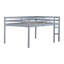 Lit mezzanine double en bois d'hévéa avec échelle, peu encombrant, robuste et durable, idéal pour la chambre d'enfant, finition grise-979055816