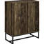 Armoire compacte à 4 tablettes en chêne rustique compact avec carré en bronze industriel, quatre intérieurs pour une organisation soignée dans les salons Finition décorative autoportante, deux entrées de rangement à portes à chevrons
