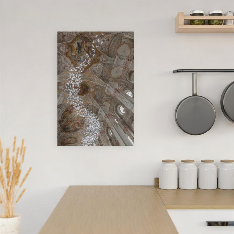 Soaring Doves Sanctuary Contemporary Bird Architecture Wall Art Print 1 Piece Wrapped Canvas Wall Art, 45.72cm H x 30.48cm W