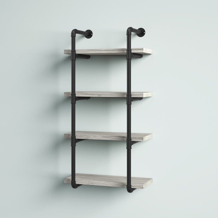 55 Metal and Wood 5 Tiered Wall Shelf White - Olivia & May