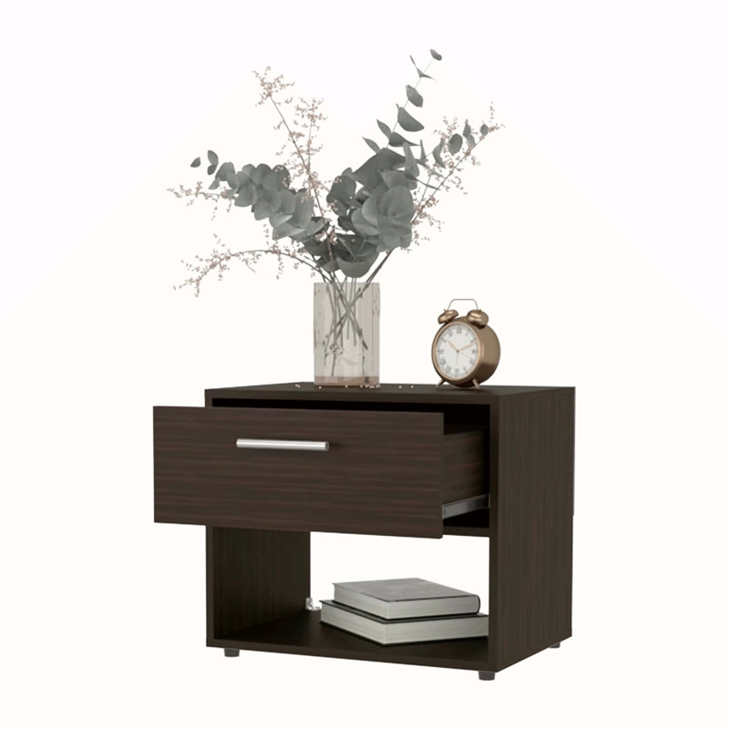 Table de chevet noyer teinté avec 1 tiroir