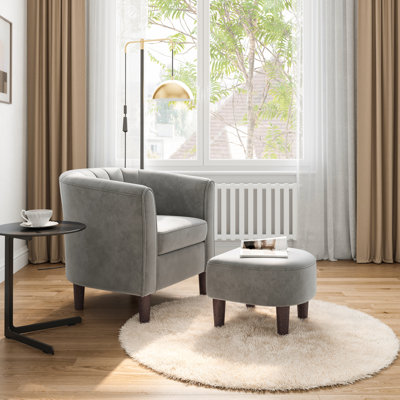 Torrence Upholstered Barrel Chair with Ottoman