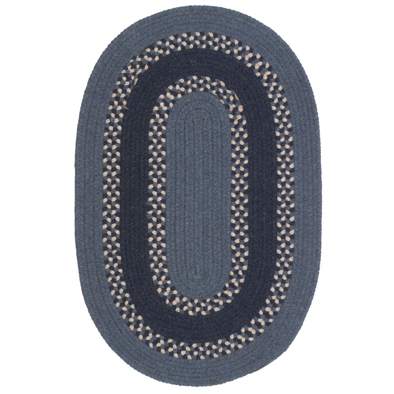 Tapis réversible en laine Schœrock - bleu, Ovale 5 pi x 8 pi