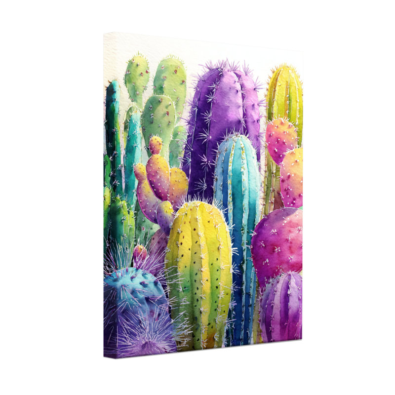 Plantes et fleurs, impression de jardin de cactus colorés, H 18 po x l 12 po